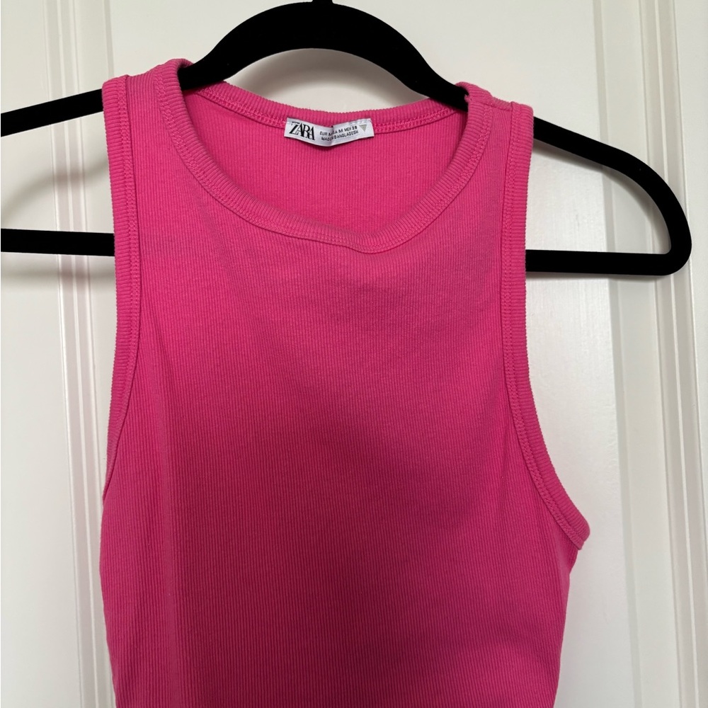 Zara Pink Ribbed Tank Top